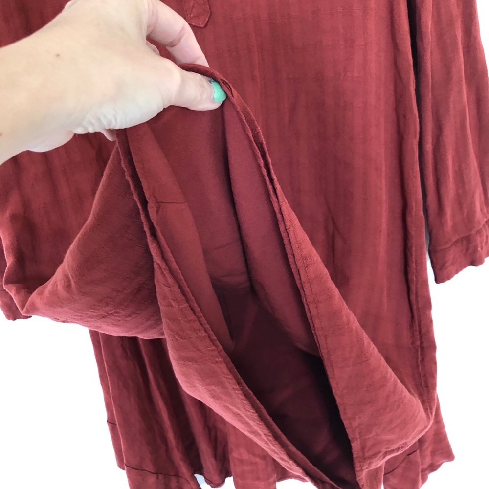 Maeve Anthropologie long half button tunic rust - Picture 5 of 10